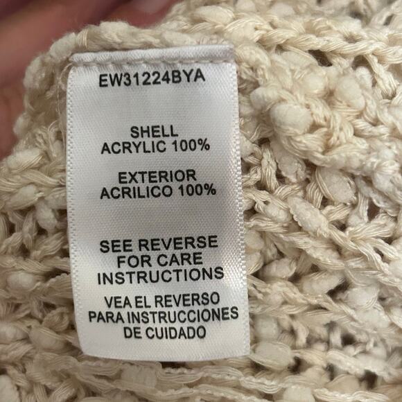 Altar’d State Cream Beige Knit Fringe Tassel Hem Long Sleeve Sweater Size Small - Picture 6 of 6